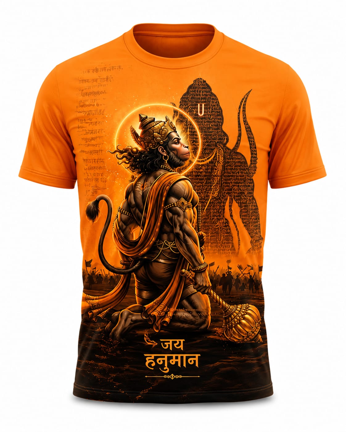Legendary Wear Jai Hanuman Premium Orange Oversized T-Shirt for Men