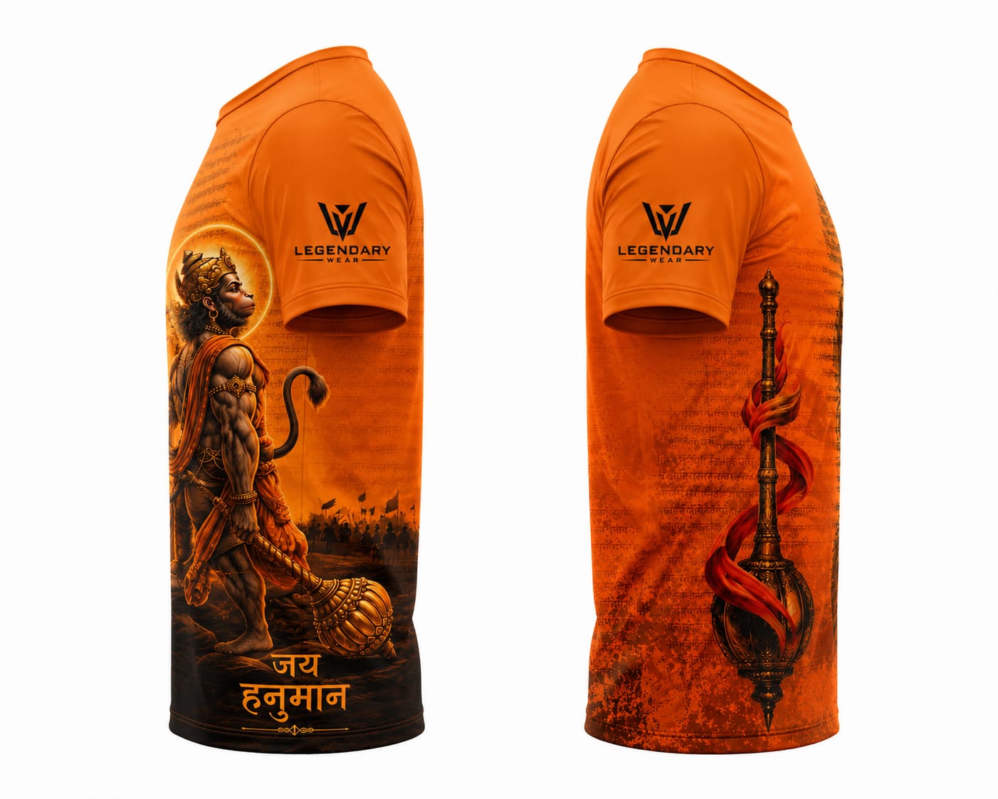Legendary Wear Jai Hanuman Premium Orange Oversized T-Shirt for Men