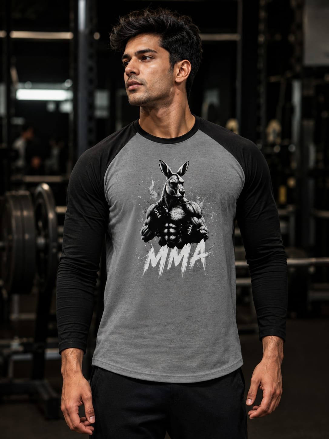 Legendary Wear-Kangaroo Combat Raglan T-Shirt – Grey & Black