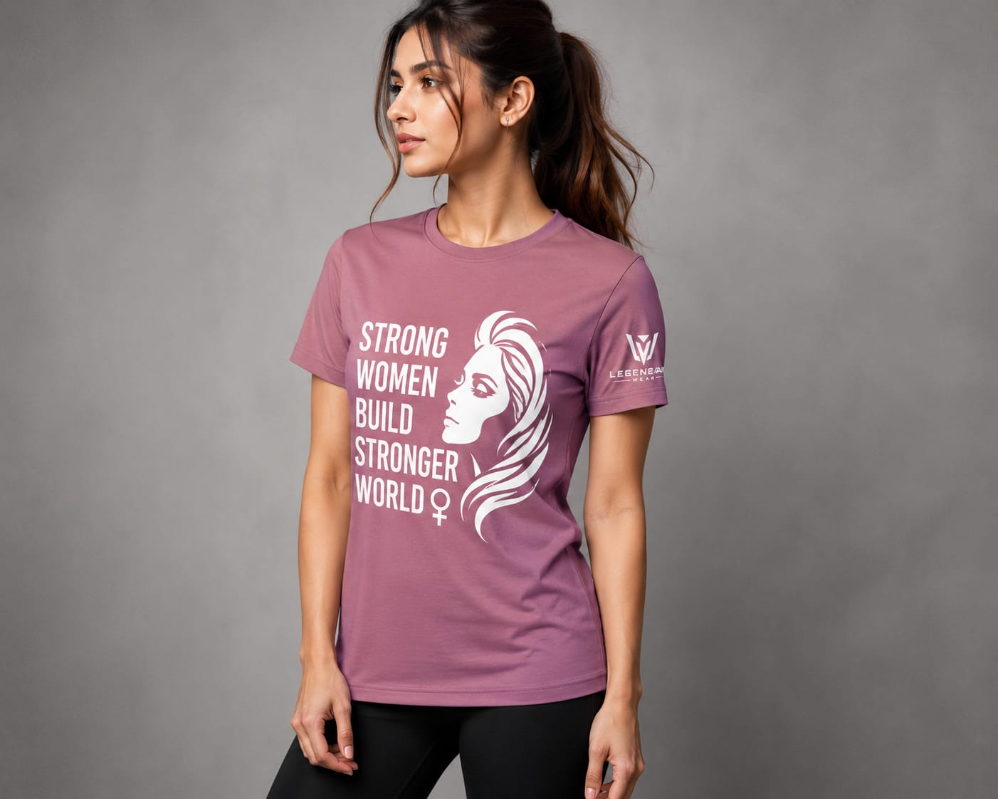 Strong Women Build Stronger World Premium Cotton T-Shirt – Women Casual Graphic Tee