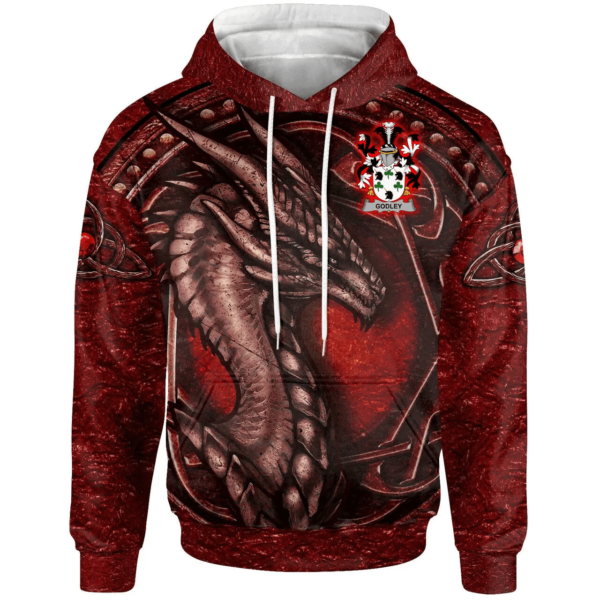 Ireland Hoodie - Godley Irish Family Crest Hoodie - Celtic Red Dragon