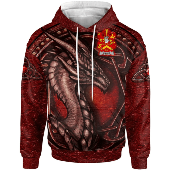 Ireland Hoodie - Knight Irish Family Crest Hoodie - Celtic Red Dragon