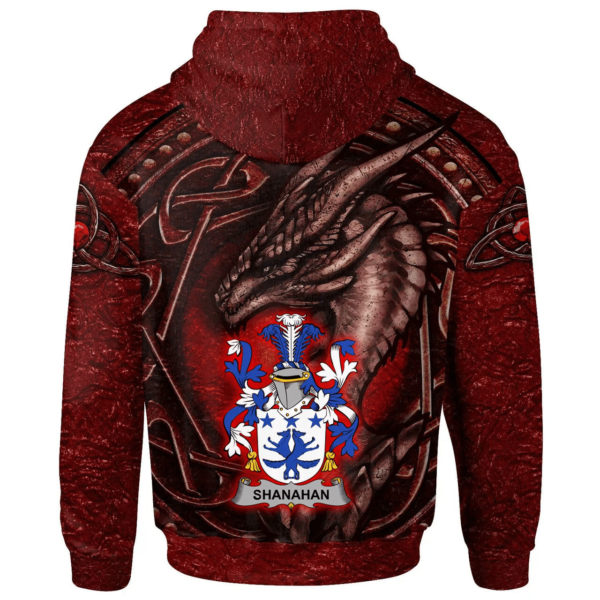 Ireland Hoodie - Shanahan or O'Shanahan Irish Family Crest Hoodie - Celtic Red Dragon - Image 2