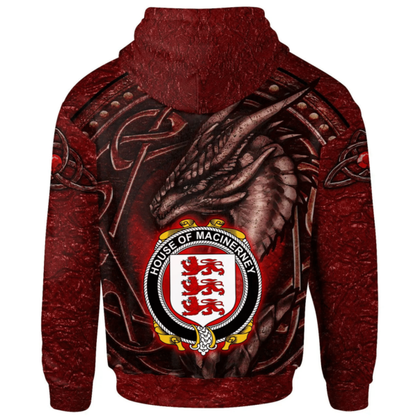 Ireland Hoodie - House of MACiNERNEY Irish Family Crest Hoodie - Celtic Red Dragon - Image 2