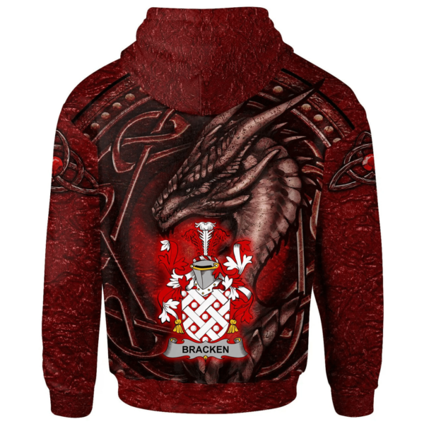 Ireland Hoodie - Bracken or O'Bracken Irish Family Crest Hoodie - Celtic Red Dragon - Image 2