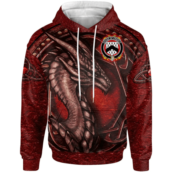 Ireland Hoodie - House of FRENCH Irish Family Crest Hoodie - Celtic Red Dragon