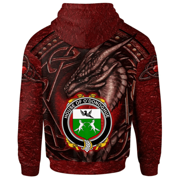 Ireland Hoodie - House of O'DONOGHUE Irish Family Crest Hoodie - Celtic Red Dragon - Image 2