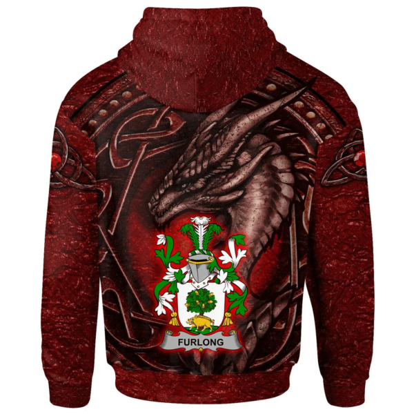 Ireland Hoodie - Furlong Irish Family Crest Hoodie - Celtic Red Dragon - Image 2