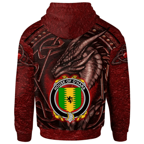 Ireland Hoodie - House of O'HARA Irish Family Crest Hoodie - Celtic Red Dragon - Image 2