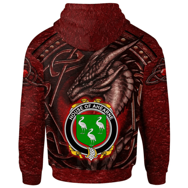 Ireland Hoodie - House of AHEARNE (Aherne) Irish Family Crest Hoodie - Celtic Red Dragon - Image 2