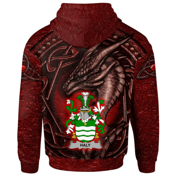 Ireland Hoodie - Haly Irish Family Crest Hoodie - Celtic Red Dragon - Image 2