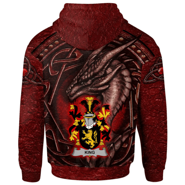 Ireland Hoodie - King Irish Family Crest Hoodie - Celtic Red Dragon - Image 2