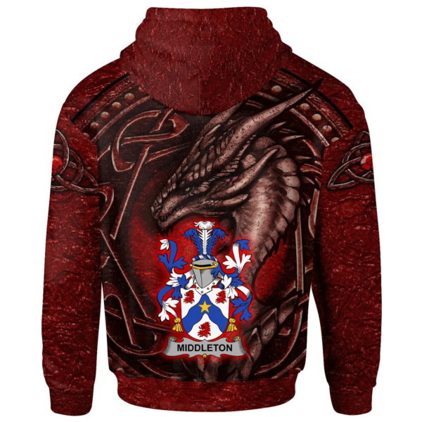 Ireland Hoodie - Middleton Irish Family Crest Hoodie - Celtic Red Dragon - Image 2