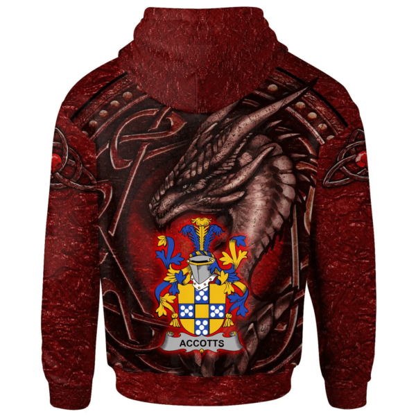 Ireland Hoodie - Accotts Irish Family Crest Hoodie - Celtic Red Dragon - Image 2