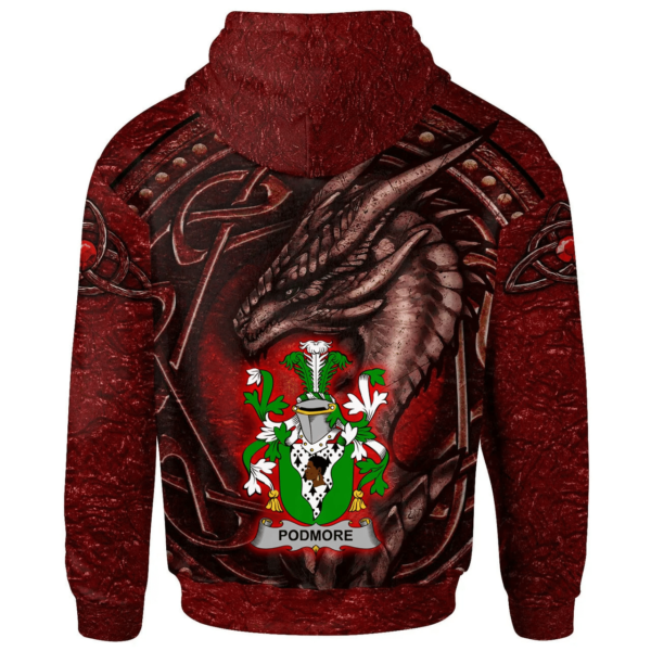 Ireland Hoodie - Podmore Irish Family Crest Hoodie - Celtic Red Dragon - Image 2