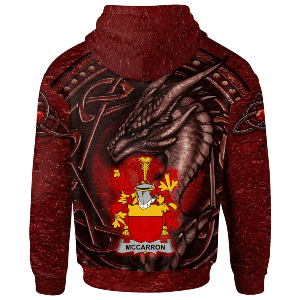 Ireland Hoodie - McCarron Irish Family Crest Hoodie - Celtic Red Dragon - Image 2