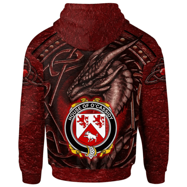 Ireland Hoodie - House of O'CASSIDY Irish Family Crest Hoodie - Celtic Red Dragon - Image 2