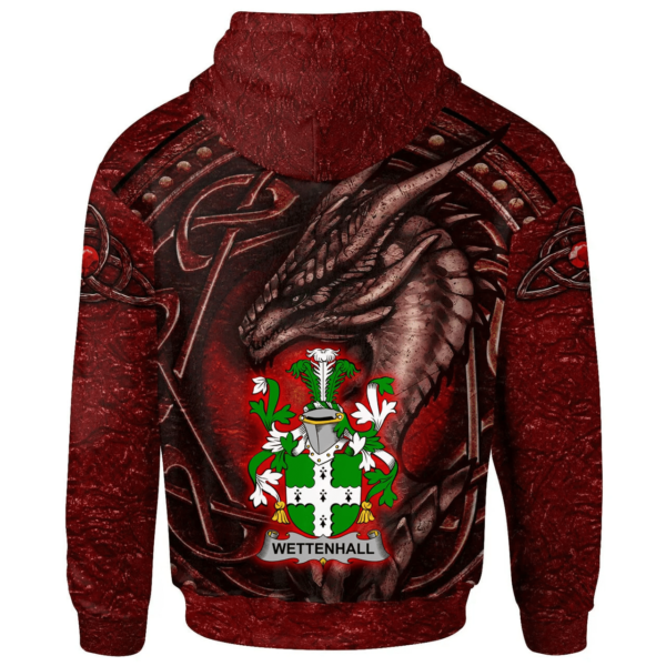 Ireland Hoodie - Wettenhall Irish Family Crest Hoodie - Celtic Red Dragon - Image 2