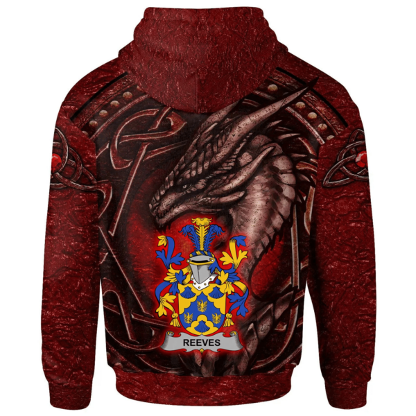 Ireland Hoodie - Reeves Irish Family Crest Hoodie - Celtic Red Dragon - Image 2