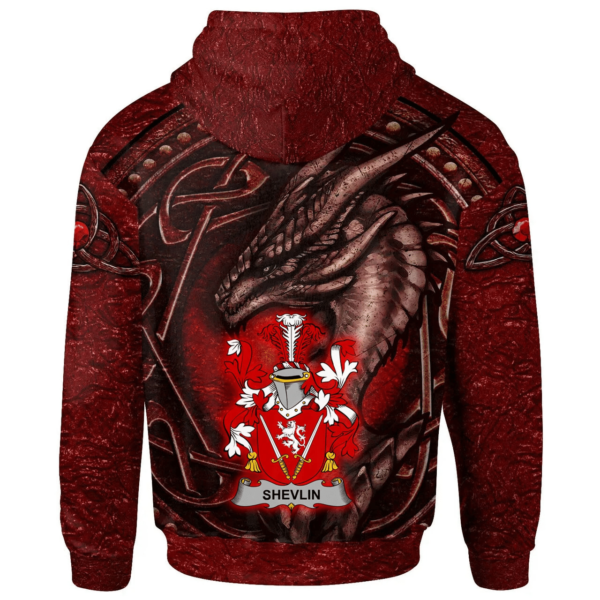 Ireland Hoodie - Shevlin Irish Family Crest Hoodie - Celtic Red Dragon - Image 2