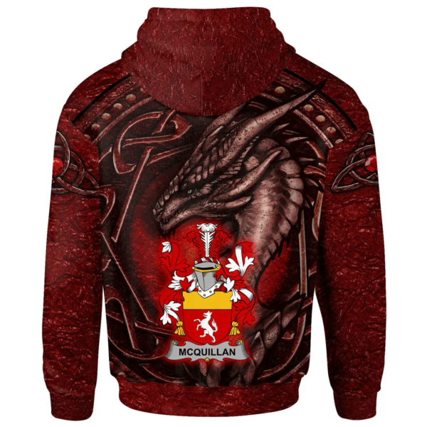 Ireland Hoodie - Quillan or McQuillan Irish Family Crest Hoodie - Celtic Red Dragon - Image 2