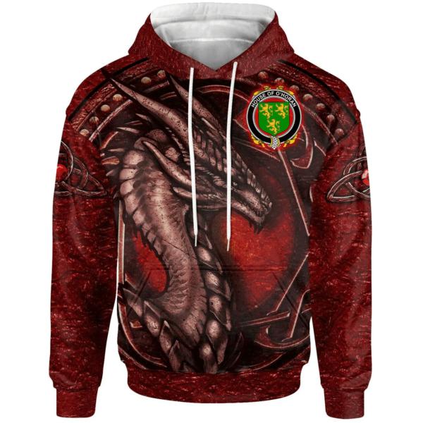 Ireland Hoodie - House of O'HORAN Irish Family Crest Hoodie - Celtic Red Dragon