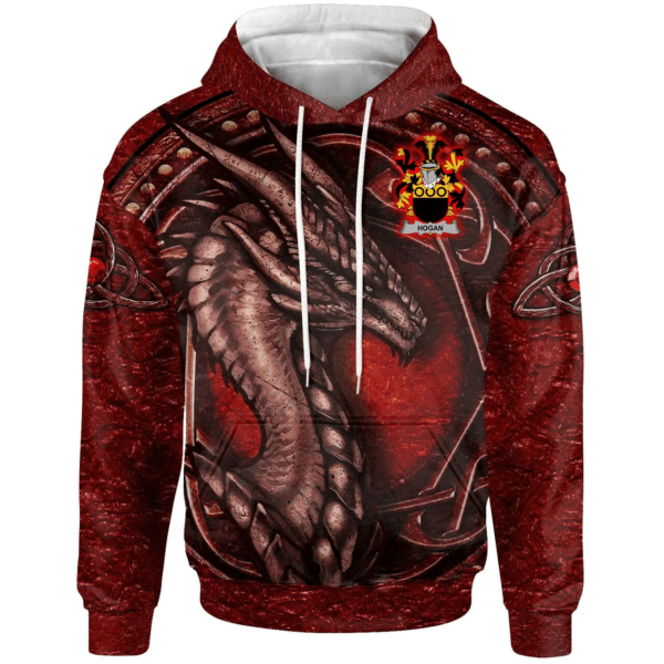 Ireland Hoodie - Hogan or O'Hogan Irish Family Crest Hoodie - Celtic Red Dragon