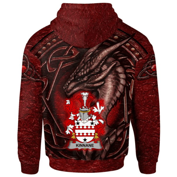 Ireland Hoodie - Kinnane or O'Kinane Irish Family Crest Hoodie - Celtic Red Dragon - Image 2