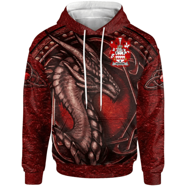 Ireland Hoodie - Kinnane or O'Kinane Irish Family Crest Hoodie - Celtic Red Dragon