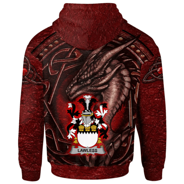 Ireland Hoodie - Lawless Irish Family Crest Hoodie - Celtic Red Dragon - Image 2