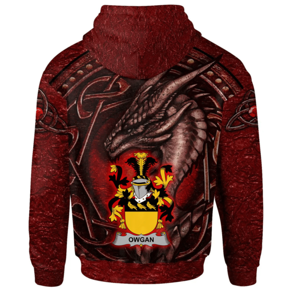 Ireland Hoodie - Owgan Irish Family Crest Hoodie - Celtic Red Dragon - Image 2