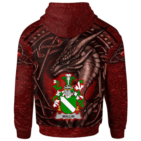 Ireland Hoodie - Mallin or O'Mallan Irish Family Crest Hoodie - Celtic Red Dragon - Image 2