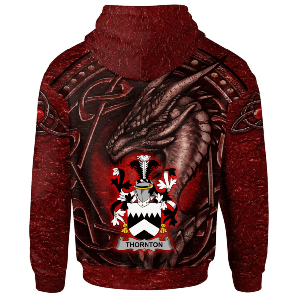 Ireland Hoodie - Thornton Irish Family Crest Hoodie - Celtic Red Dragon - Image 2