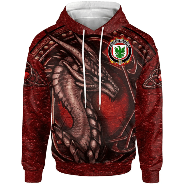 Ireland Hoodie - House of MACENIRY Irish Family Crest Hoodie - Celtic Red Dragon