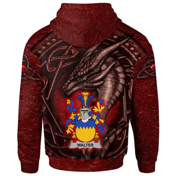 Ireland Hoodie - Walter Irish Family Crest Hoodie - Celtic Red Dragon - Image 2