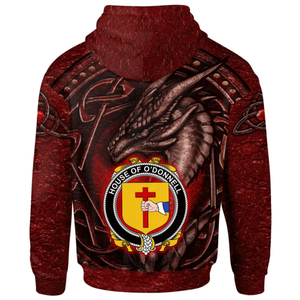 Ireland Hoodie - House of O'DONNELL Irish Family Crest Hoodie - Celtic Red Dragon - Image 2