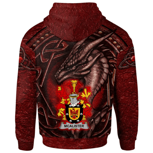 Ireland Hoodie - Alister or McAlister Irish Family Crest Hoodie - Celtic Red Dragon - Image 2