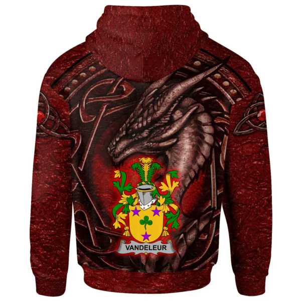 Ireland Hoodie - Vandeleur Irish Family Crest Hoodie - Celtic Red Dragon - Image 2