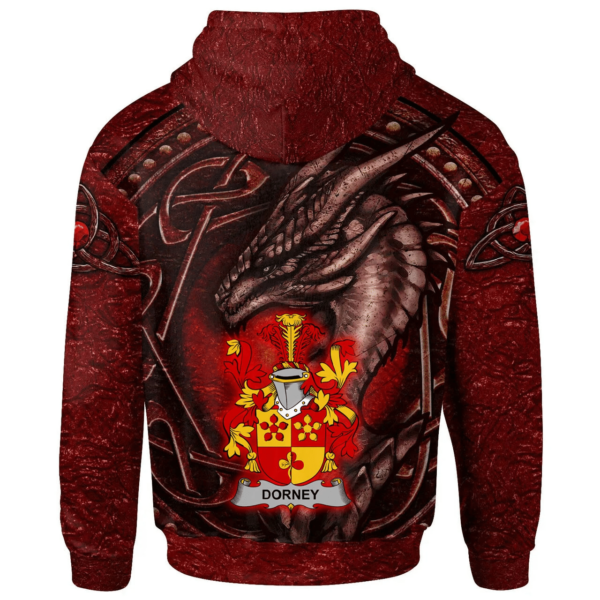 Ireland Hoodie - Dorney or O'Dorney Irish Family Crest Hoodie - Celtic Red Dragon - Image 2