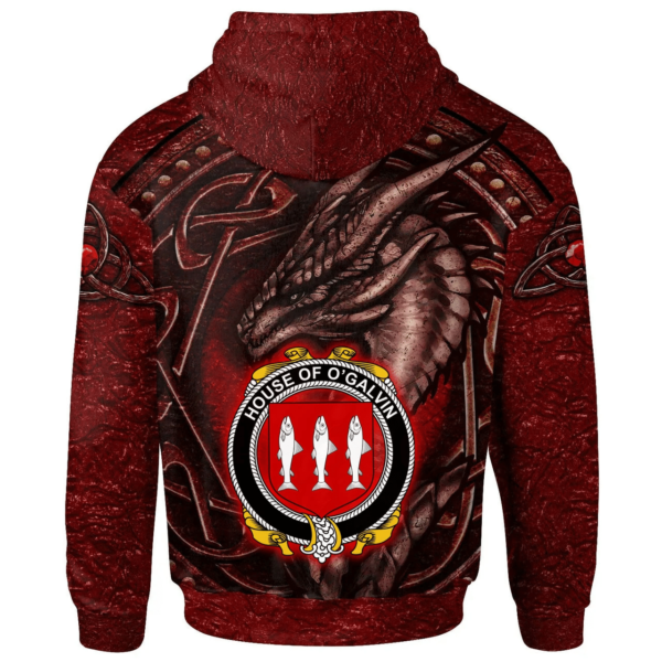 Ireland Hoodie - House of O'GALVIN Irish Family Crest Hoodie - Celtic Red Dragon - Image 2