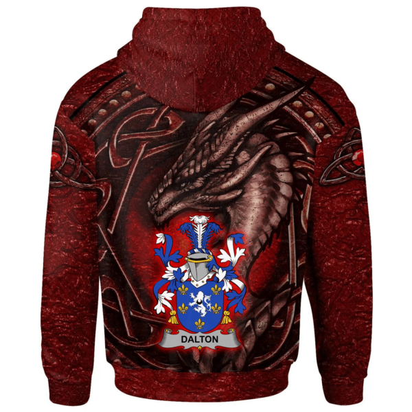 Ireland Hoodie - Dalton Irish Family Crest Hoodie - Celtic Red Dragon - Image 2