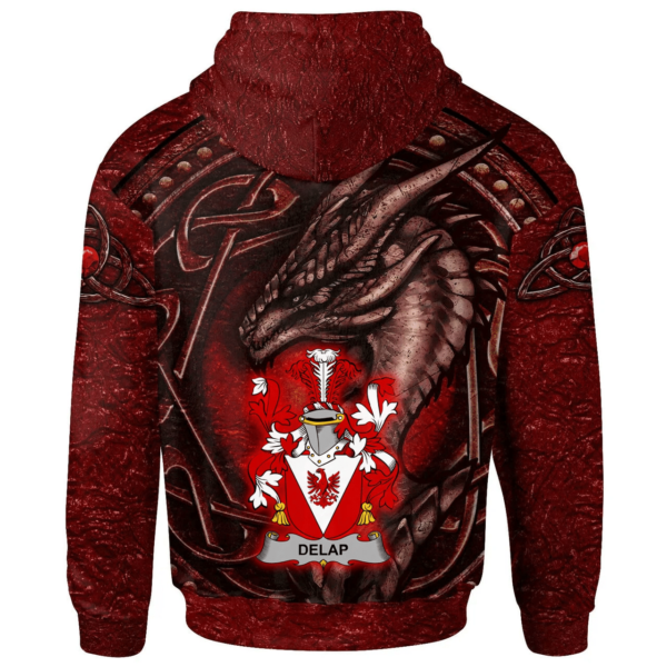 Ireland Hoodie - Delap Irish Family Crest Hoodie - Celtic Red Dragon - Image 2