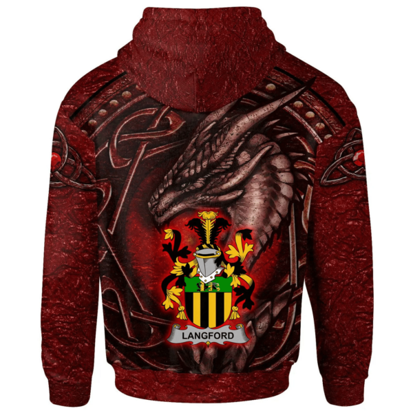 Ireland Hoodie - Langford Irish Family Crest Hoodie - Celtic Red Dragon - Image 2