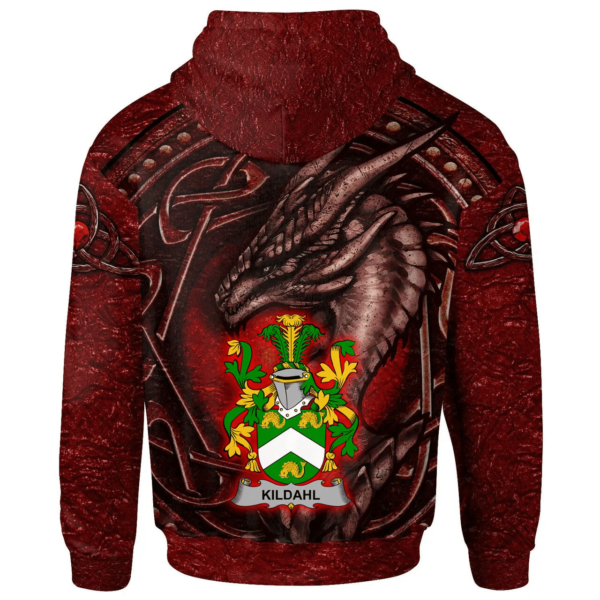 Ireland Hoodie - Kildahl Irish Family Crest Hoodie - Celtic Red Dragon - Image 2