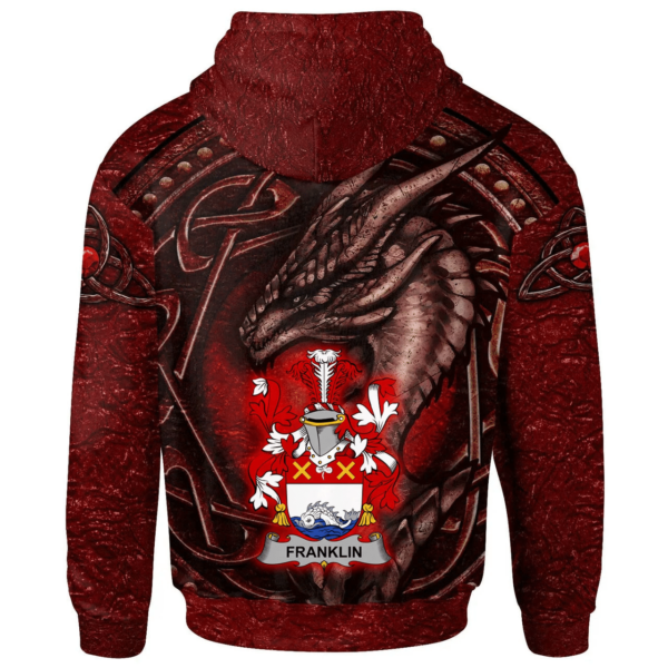 Ireland Hoodie - Franklin Irish Family Crest Hoodie - Celtic Red Dragon - Image 2