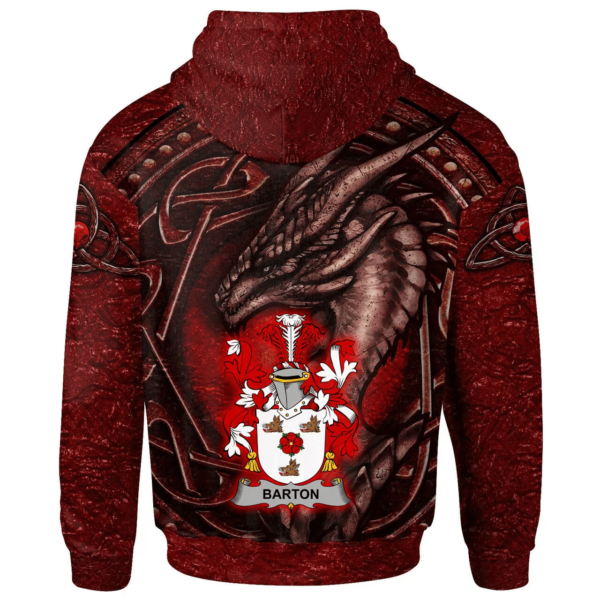 Ireland Hoodie - Barton Irish Family Crest Hoodie - Celtic Red Dragon - Image 2