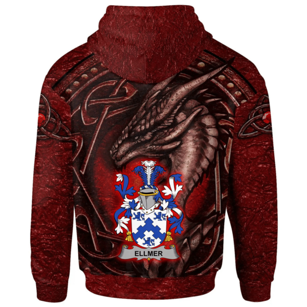 Ireland Hoodie - Ellmer Irish Family Crest Hoodie - Celtic Red Dragon - Image 2