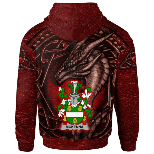 Ireland Hoodie - McKenna or Kennagh Irish Family Crest Hoodie - Celtic Red Dragon - Image 2