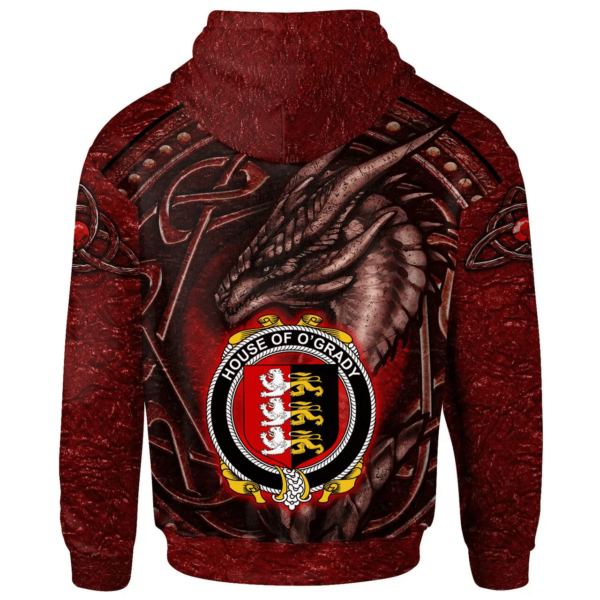 Ireland Hoodie - House of O'GRADY Irish Family Crest Hoodie - Celtic Red Dragon - Image 2