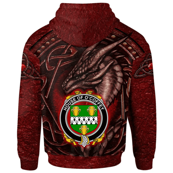 Ireland Hoodie - House of O'COFFEY Irish Family Crest Hoodie - Celtic Red Dragon - Image 2